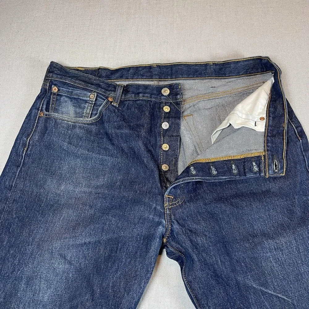 Levis Jeans Mens 40x34 Blue 501 XX Straight Fit Button‎ Fly Dark Wash Denim